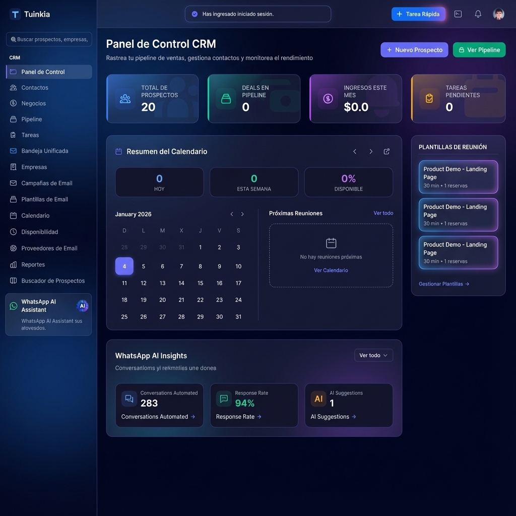 Tuinkia CRM Dashboard with WhatsApp AI